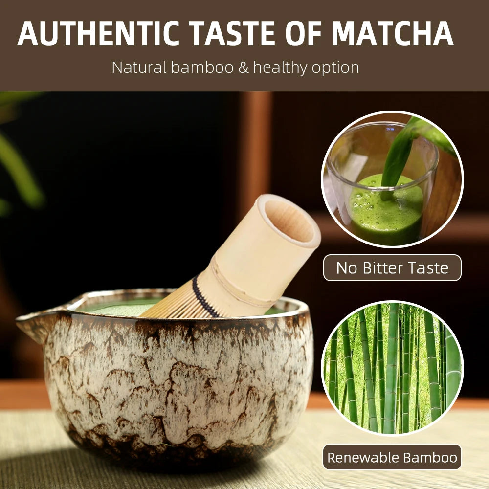 6PCS Japanese Matcha Tea Set Safe Bamboo Whisk Teaspoon Tea Sets Matcha Bowl Matcha Whisk Holder for Tea Lovers Tea-Making Tools - Smarsty