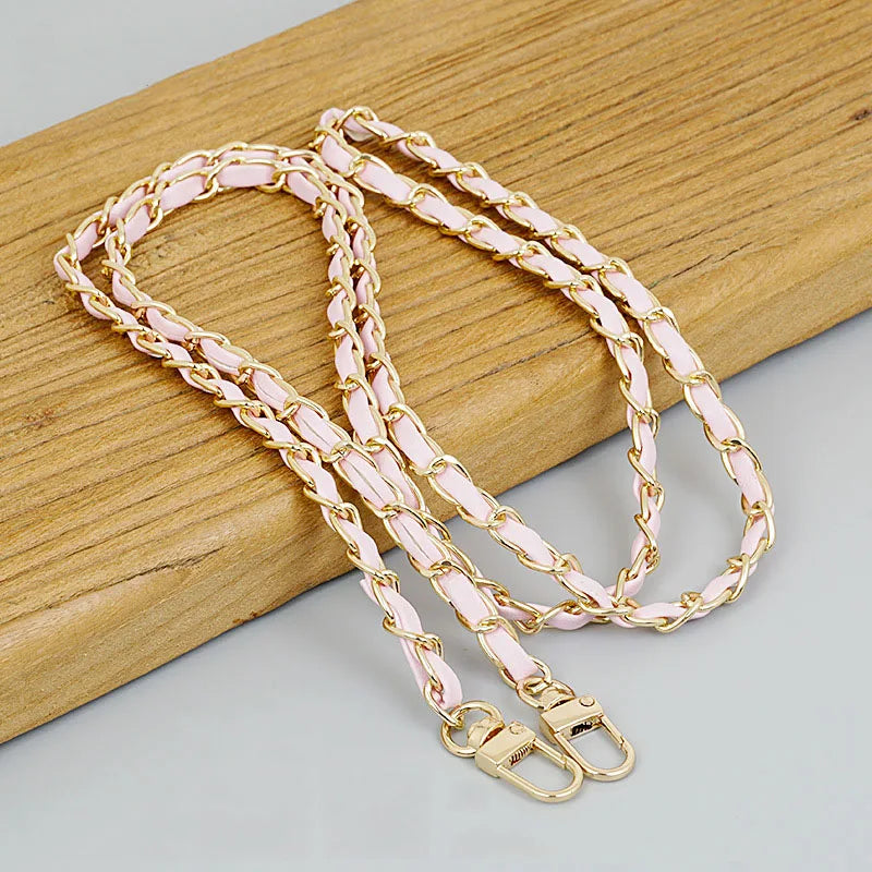 PU Leather Metal Chain Accessories Crossbody Shoulder Portable Wrist Bag Chain Strap Replacement Luggage Accessories Versatile