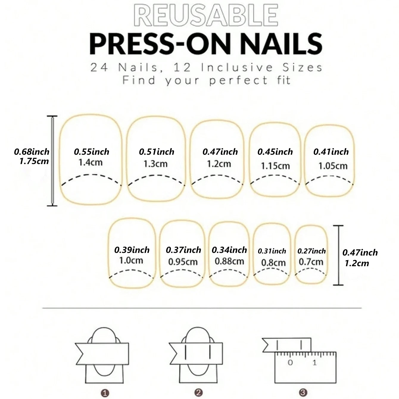 24pcs French Short Square False Nails Kit - Smarsty