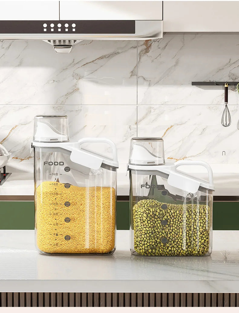 Moisture-Proof Storage Container for Grains Pet Food Snacks Transparent Sealed Food Storage Jar Kitchen Organizer for Dry Foods by Smarsty