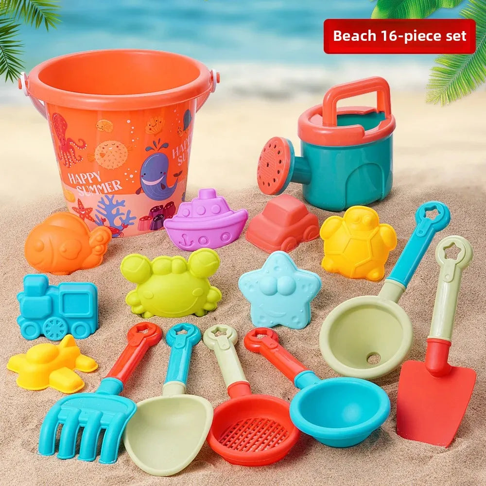 Summer Beach Set Toys For Kids Digging Sand Plastic Bucket Watering Bottle Shovels Children Beach Water Game Toys Tools