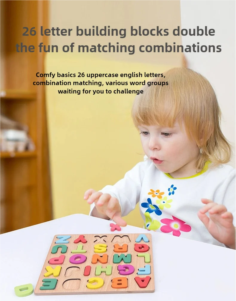 Kids Alphabetic Arithmetic Number Geometric Shapes Wooden Puzzle Montessori Preschool Learning Educational Game Toy for Children by Smarsty