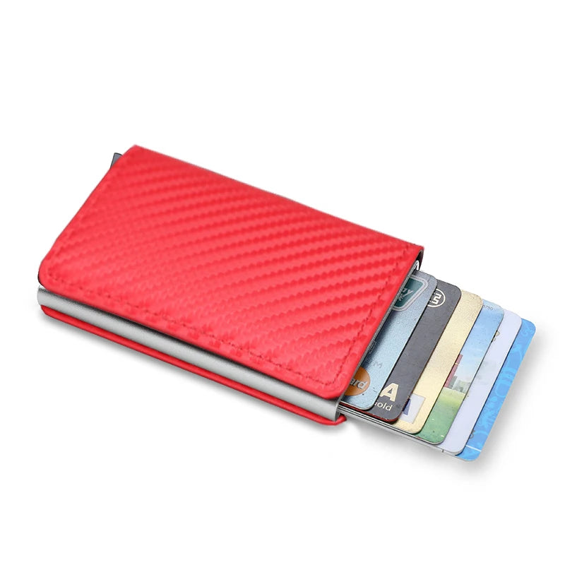 Anti Rfid Carbon Fiber ID Credit Card Holder Men Wallets Mini Automatic Pop up Bank Cardholder Case Minimalist Vallet Choice