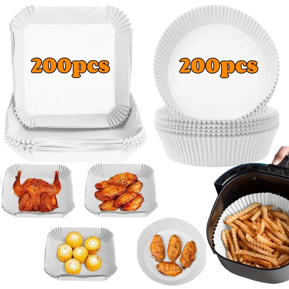 Air Fryer Paper Liners Disposable Oil-Proof Waterproof Baking Paper Round Square And Rectangle Parchment Kitchen Party Supplies - Smarsty