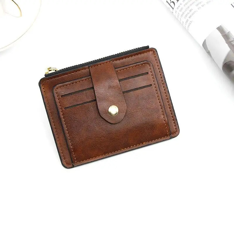 Luxury Small Men's Credit ID Card Holder Wallet Male Slim Leather Wallet with Coin Pocket Brand Designer Purse for Men Women - Smarsty