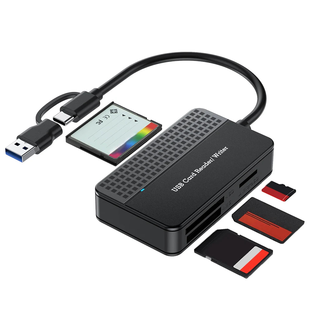 USB 3.0 Type C 4 in 1 Card Reader 5Gbps Memory Smart Card Reader SD TF CF MS Compact Flash Card Adapter 20cm Cable for Laptop PC