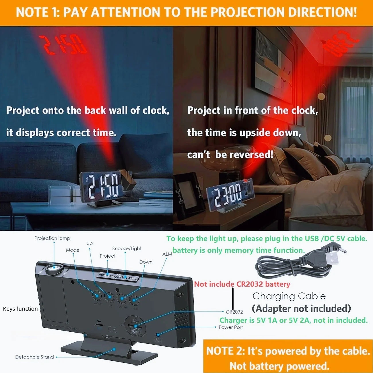Intelligent Projection Alarm Clock with Large Screen - Smarsty