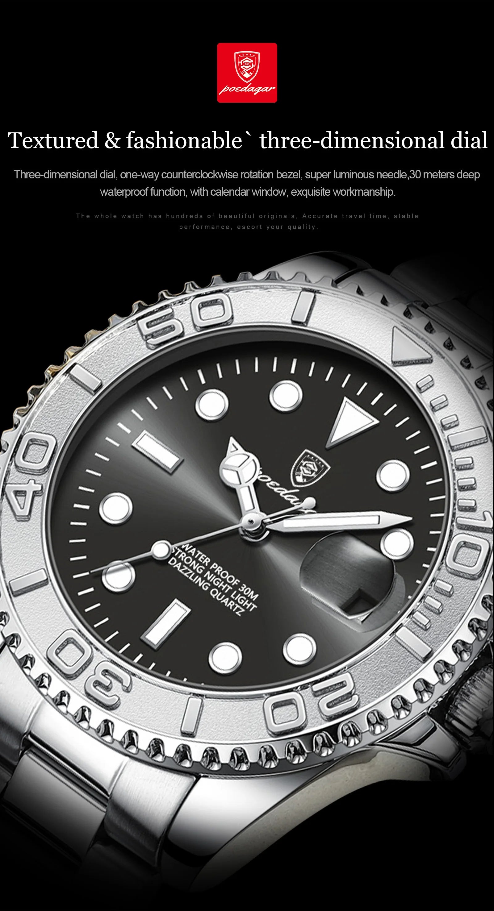 Luxury Waterproof Quartz Watch for Men with Luminous Feature - Smarsty