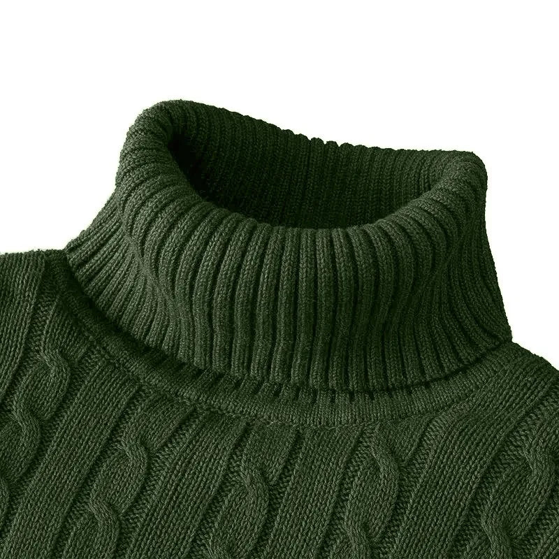Autumn Men's Long Sleeve Knitted Sweaters Men's Slim Fit Turtleneck Sweater Casual Pullover Sweater Lightweight Ribbed Sweater - Smarsty