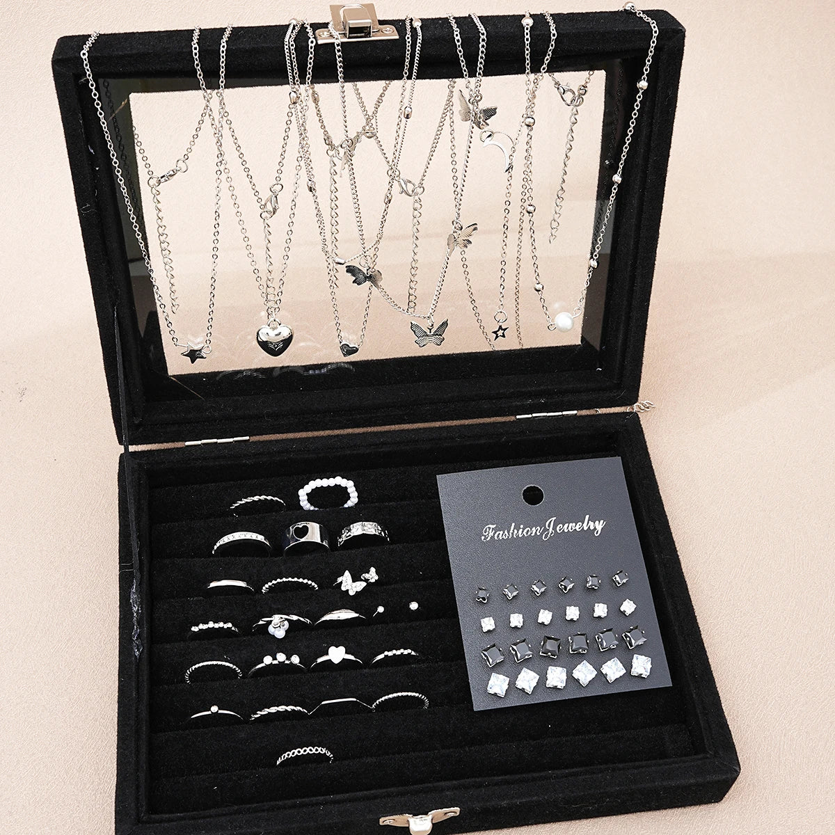 Silver Chic Jewelry Set For Women With Pearl Necklaces - Smarsty