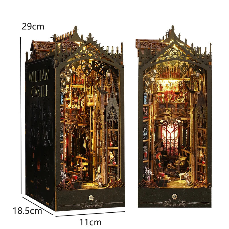 DIY Book Nook Kit 3D Miniature Wooden Doll House Photo Frame Ornament Bookshelf Insert Retro Booknook Decor For Birthday Gifts by Smarsty