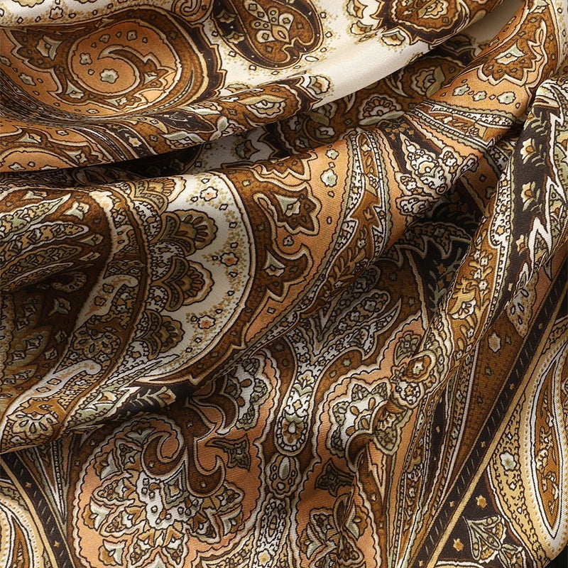 Bohemian Silk Square Scarf for Women Luxury Floral Print - Smarsty