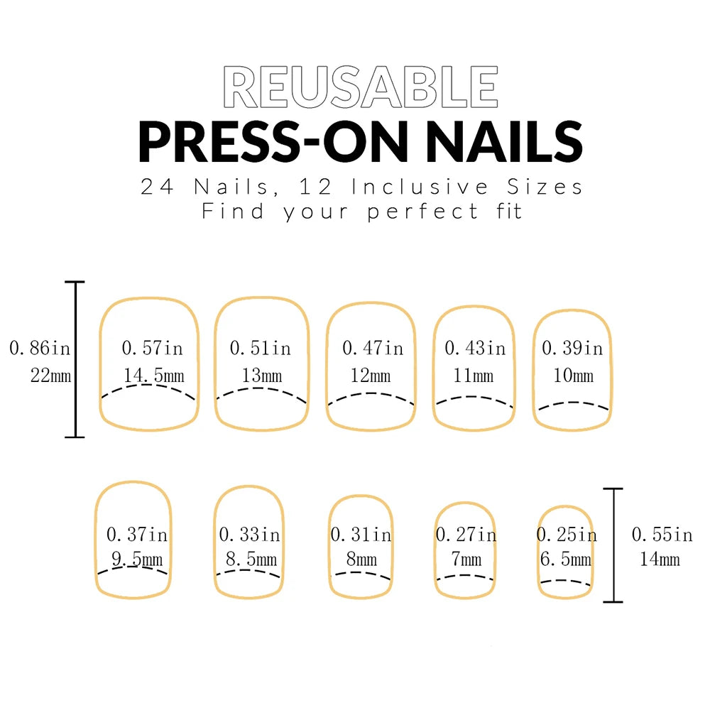 Medium White Square Press On Nails 24PCS for Parties - Smarsty