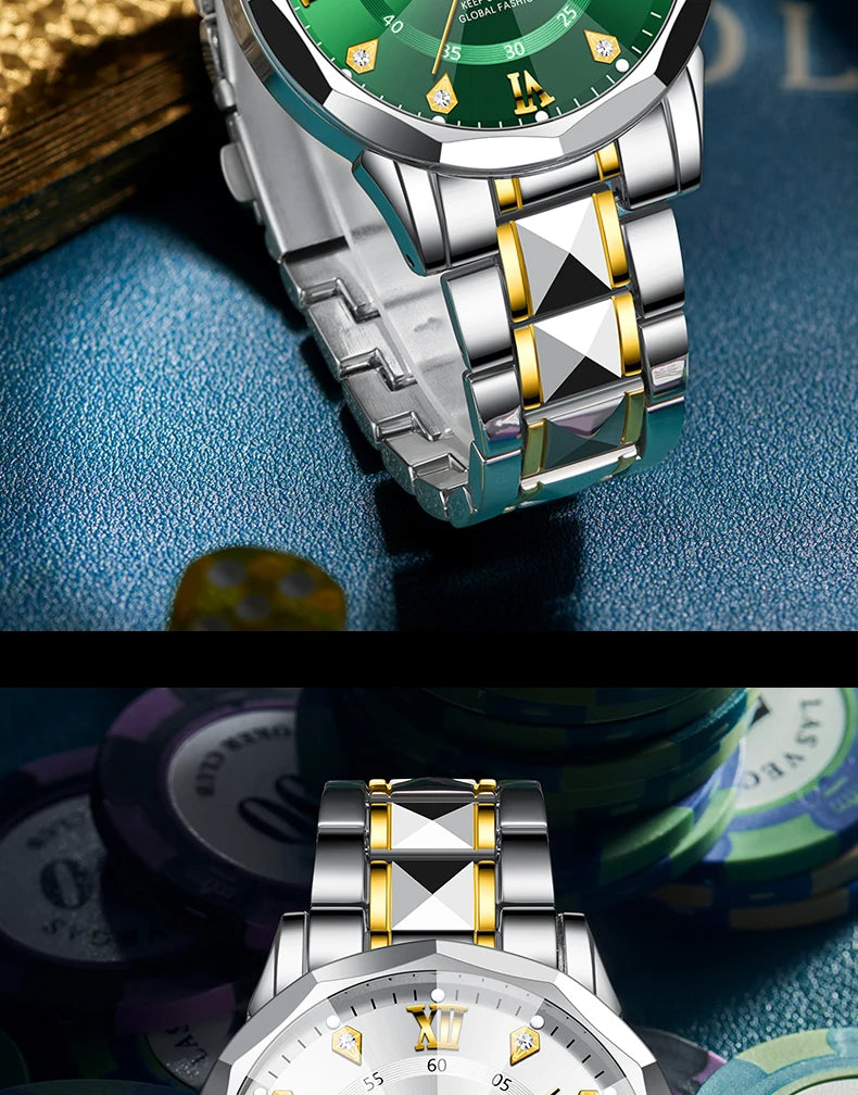 Poshi Men's Waterproof Luminous Quartz Watch with Dual Calendar - Smarsty