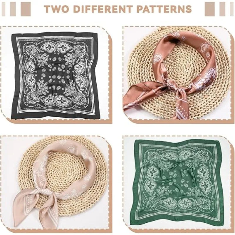 Women Paisley Satin Scarf Lightweight Sun Protection Shawl - Smarsty