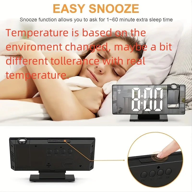 Intelligent Projection Alarm Clock with Large Screen - Smarsty