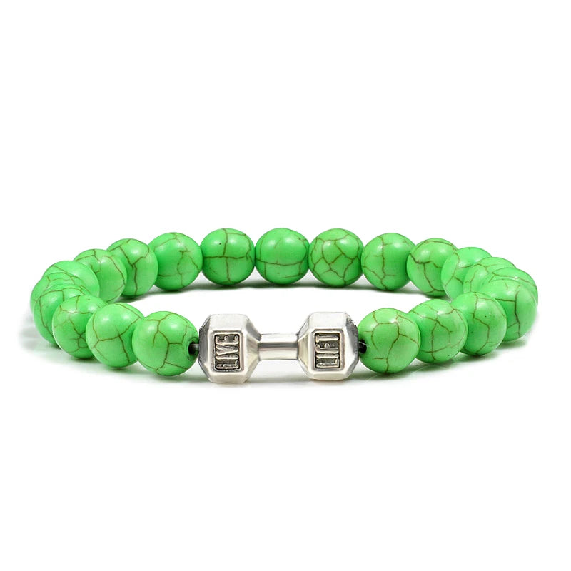 Natural Stone Dumbbell Bead Bracelet for Energy and Style - Smarsty