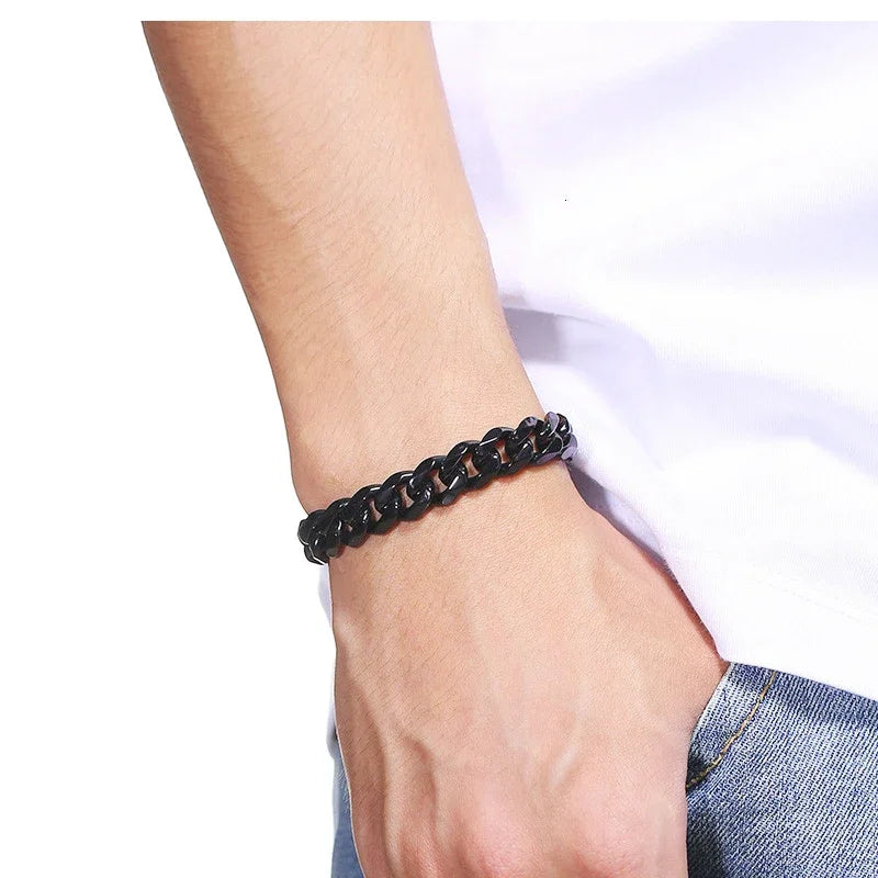 Stainless Steel Cuban Chain Bracelet Unisex Fashion Wristband - Smarsty