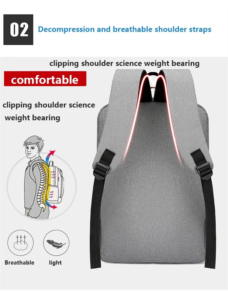 Men's Waterproof Oxford Laptop Backpack 15.6 Inch with USB Charging Port High Capacity Business Travel School Bag - Smarsty