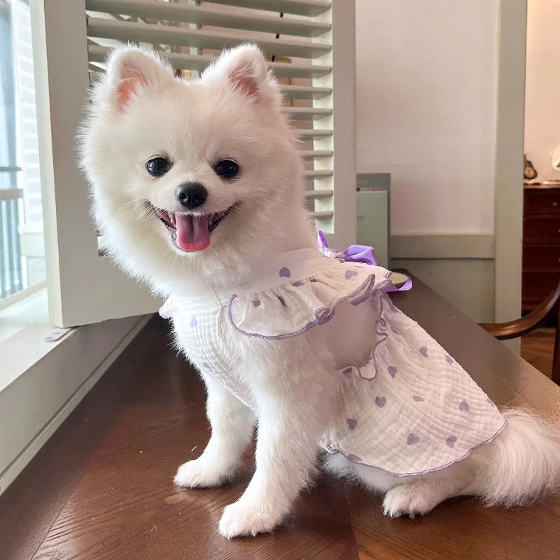 Summer Dog Cooling Dress with Cute Heart Print - Smarsty