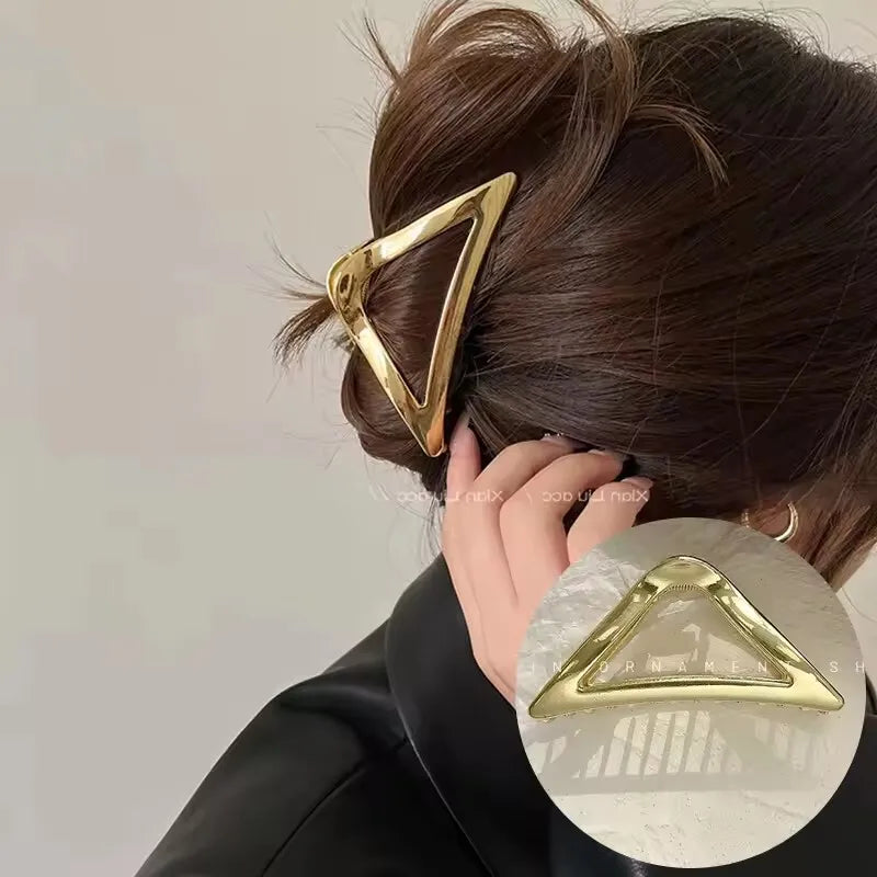 Korean Geometric Metal Hair Clip Durable Alloy Claw - Smarsty