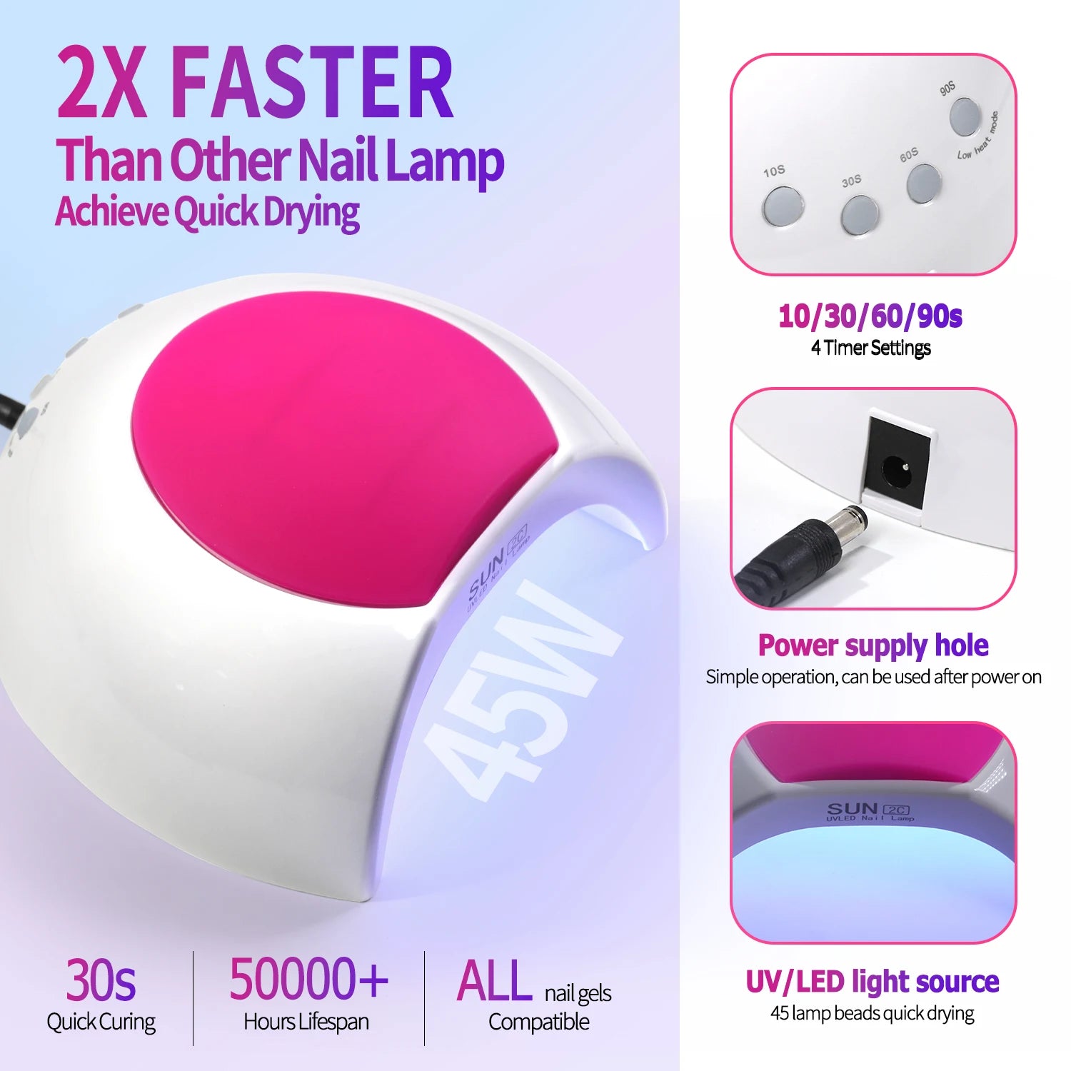 Sun2C 48W LED UV Nail Lamp for Quick Drying - Smarsty