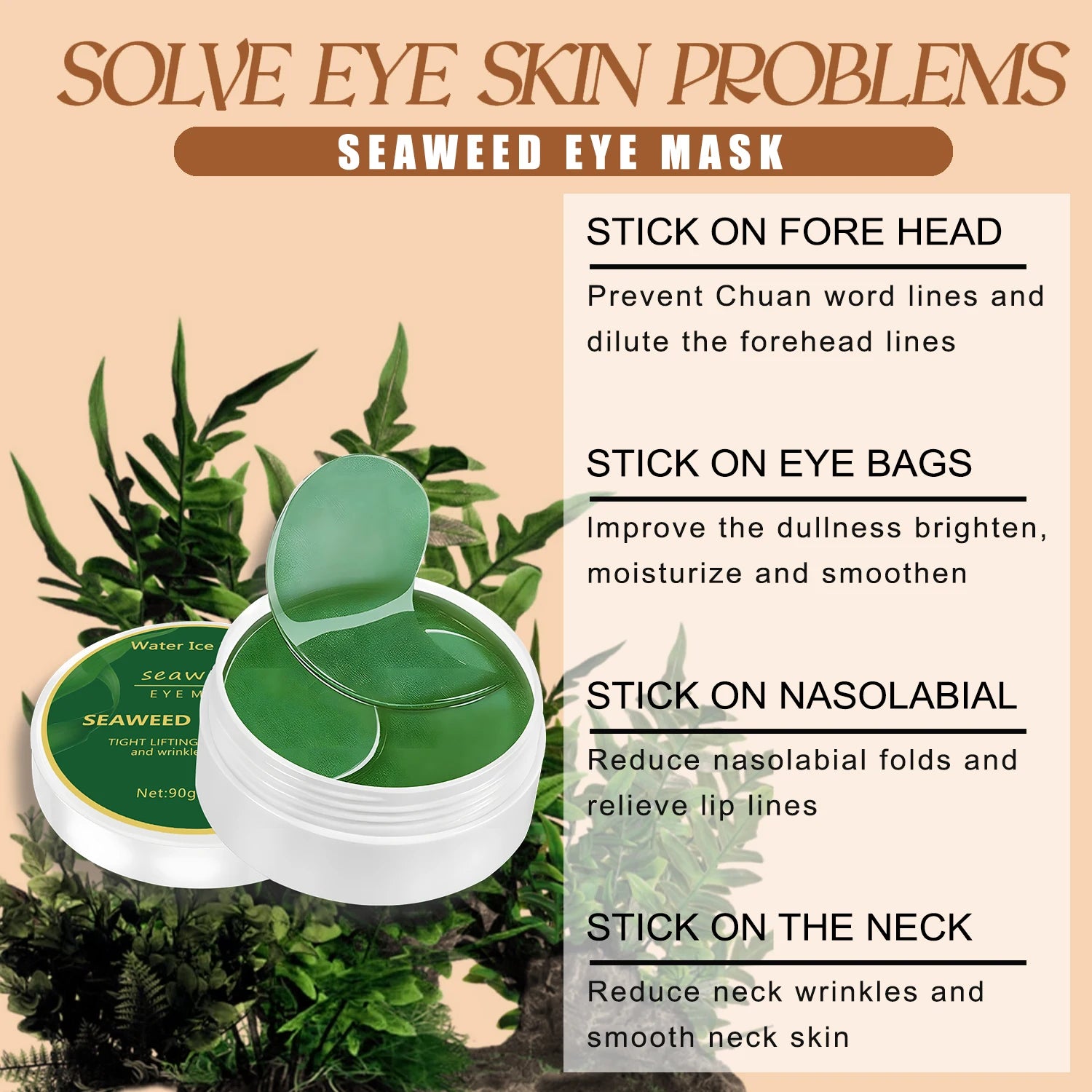 Seaweed Hyaluronic Acid Eye Masks for Dark Circles - Smarsty