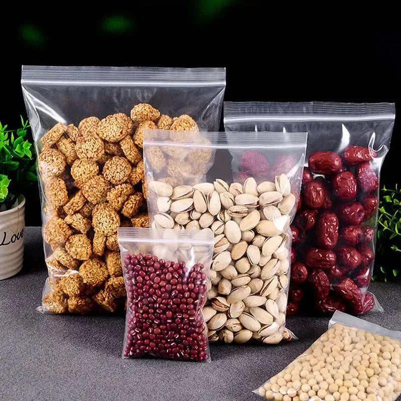 300/100PCS Transparent Zip Bags Food Jewelry Vacuum Storage Bag Plastic Thicken Reclosable Poly Bag Kitchen Organization Package by Smarsty