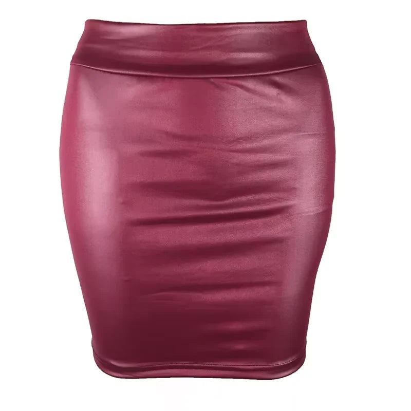 Leather Matte Slim Mini Sexy Fashion PU Hot Short High Waist Skirt Korean Nightclub Streetwear Wholesale Clothes 7ST - Smarsty
