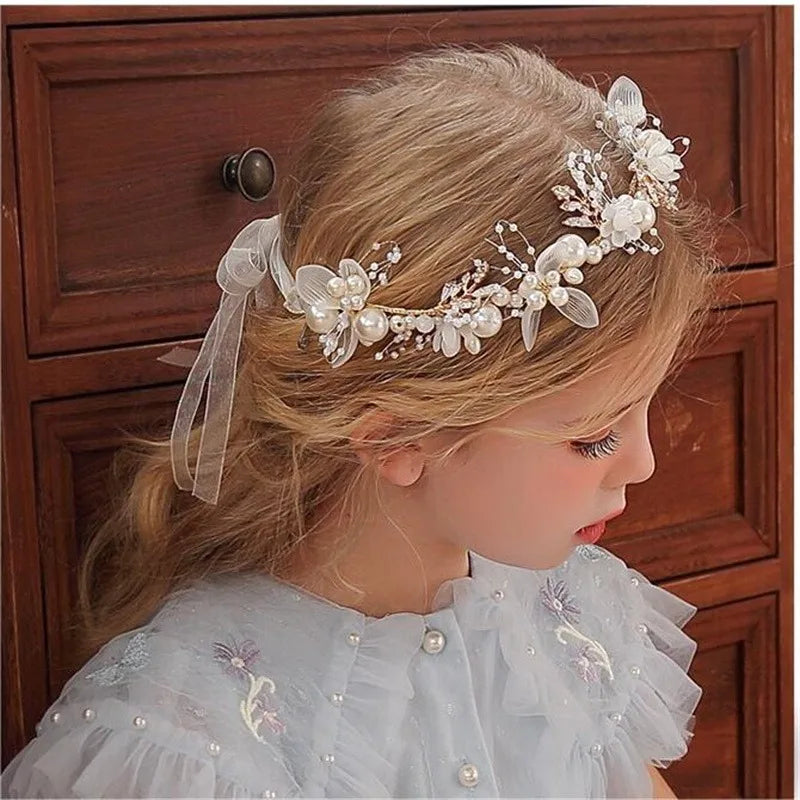 Bohemian Pearl Flower Headband For Girls Wedding Bridal - Smarsty