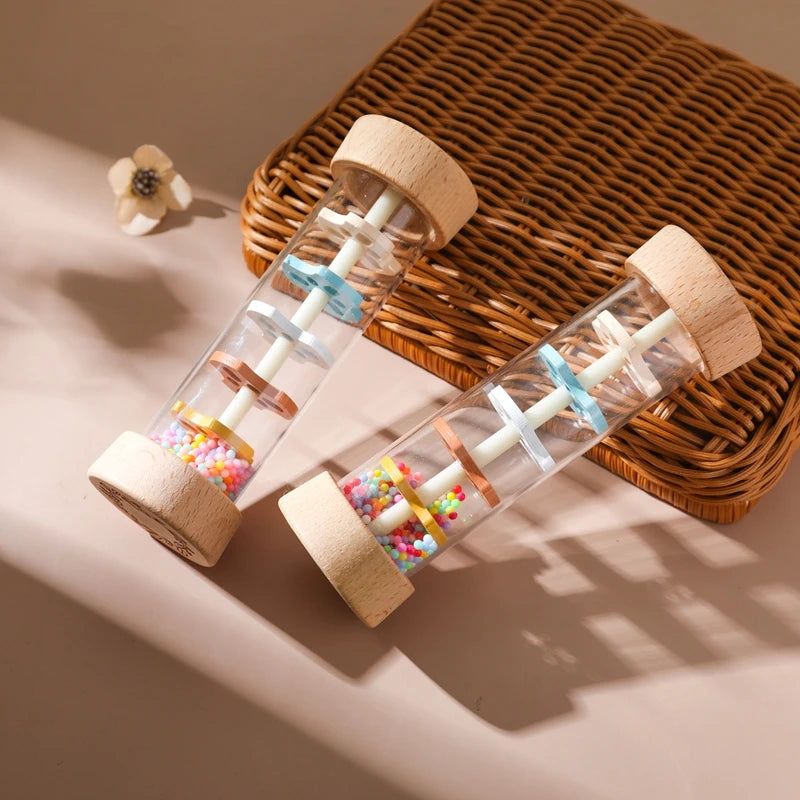 Montessori Baby Rain Stick Rainbow Hourglass Rain Music Rattle Baby Educational Toy Colorful Montessori Sensory Toys for Kids - Smarsty