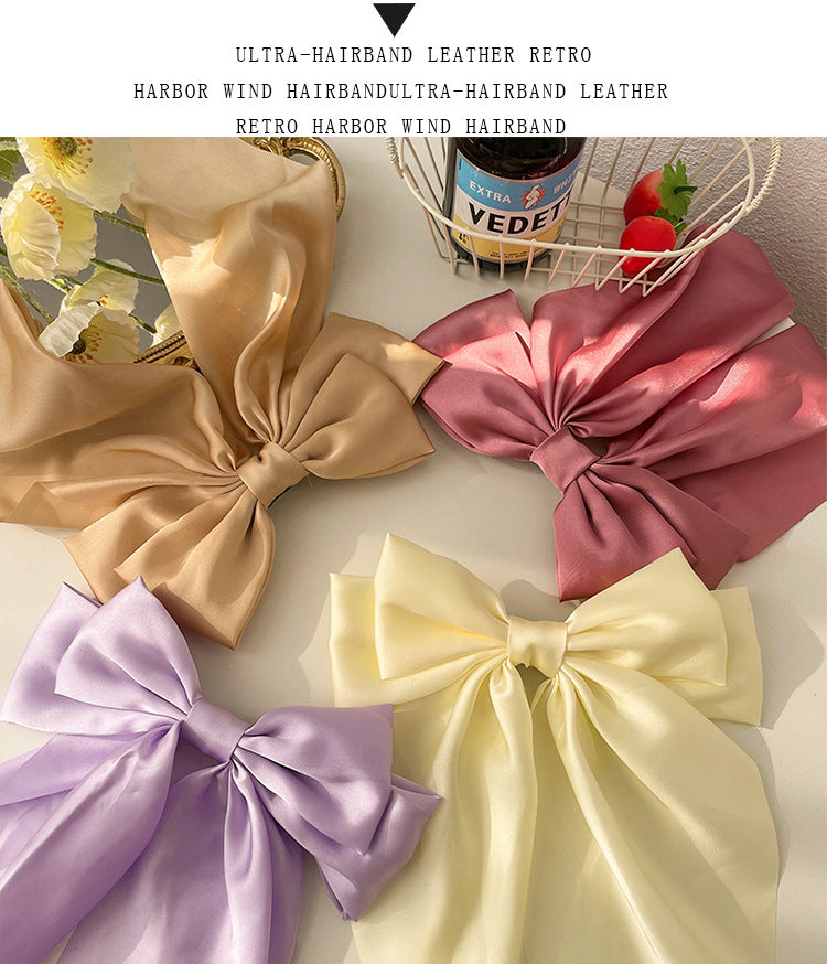 Trendy Solid Color Satin Ribbon Hair Bows for Women - Smarsty