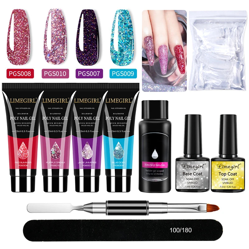 Nail Art Poly Gel Kit for Beginners with Soaking Solution - Smarsty