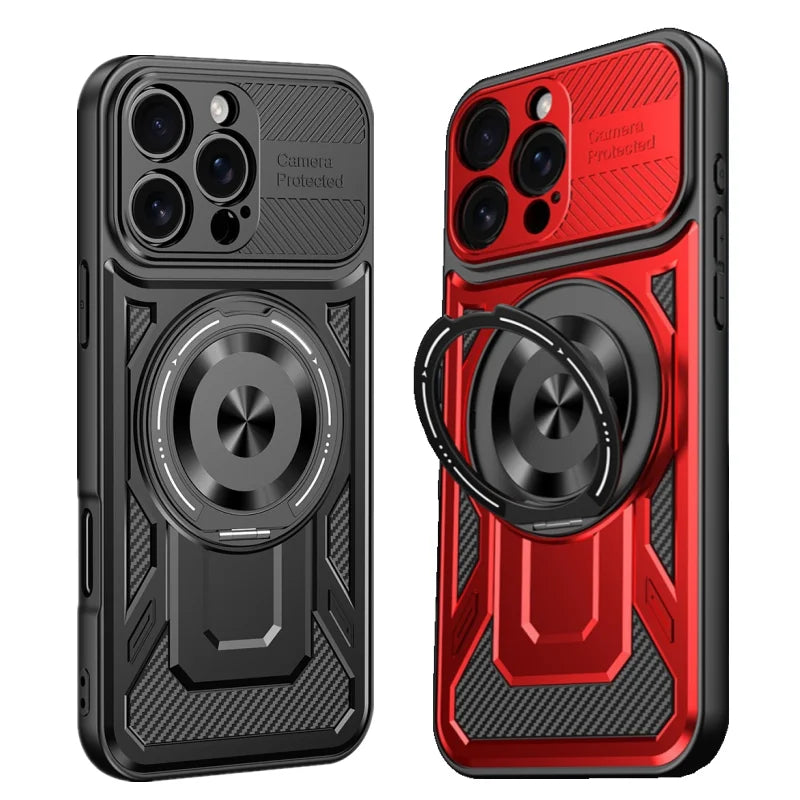 360° Rotatable Magnetic Phone Case for iPhone 16 15 14 13 12 11 Pro Max With Kickstand Shockproof Anti-Drop Cover for Magsafe