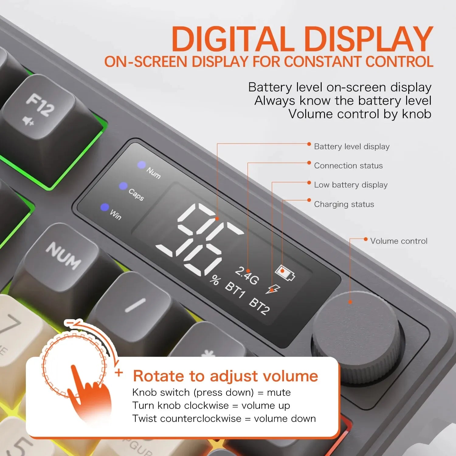 Wireless Keyboard With Screen Bluetooth Multi Device Linking