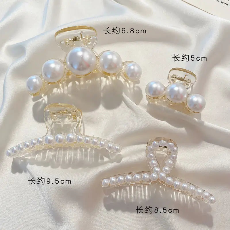 Large Pearl Hair Claw Clip Acrylic Fashion Barrette Stylish - Smarsty