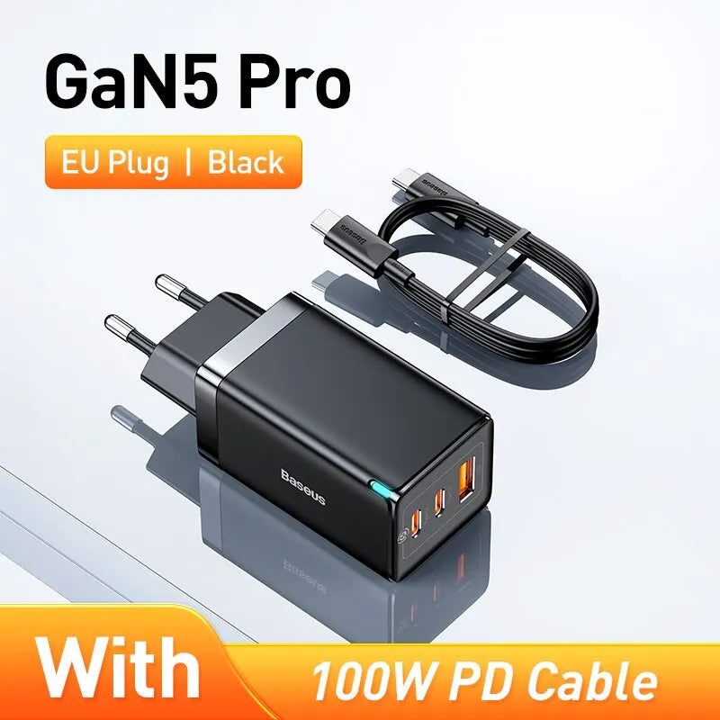 65W GaN USB C Charger Dual Ports Fast Charge Travel - Smarsty
