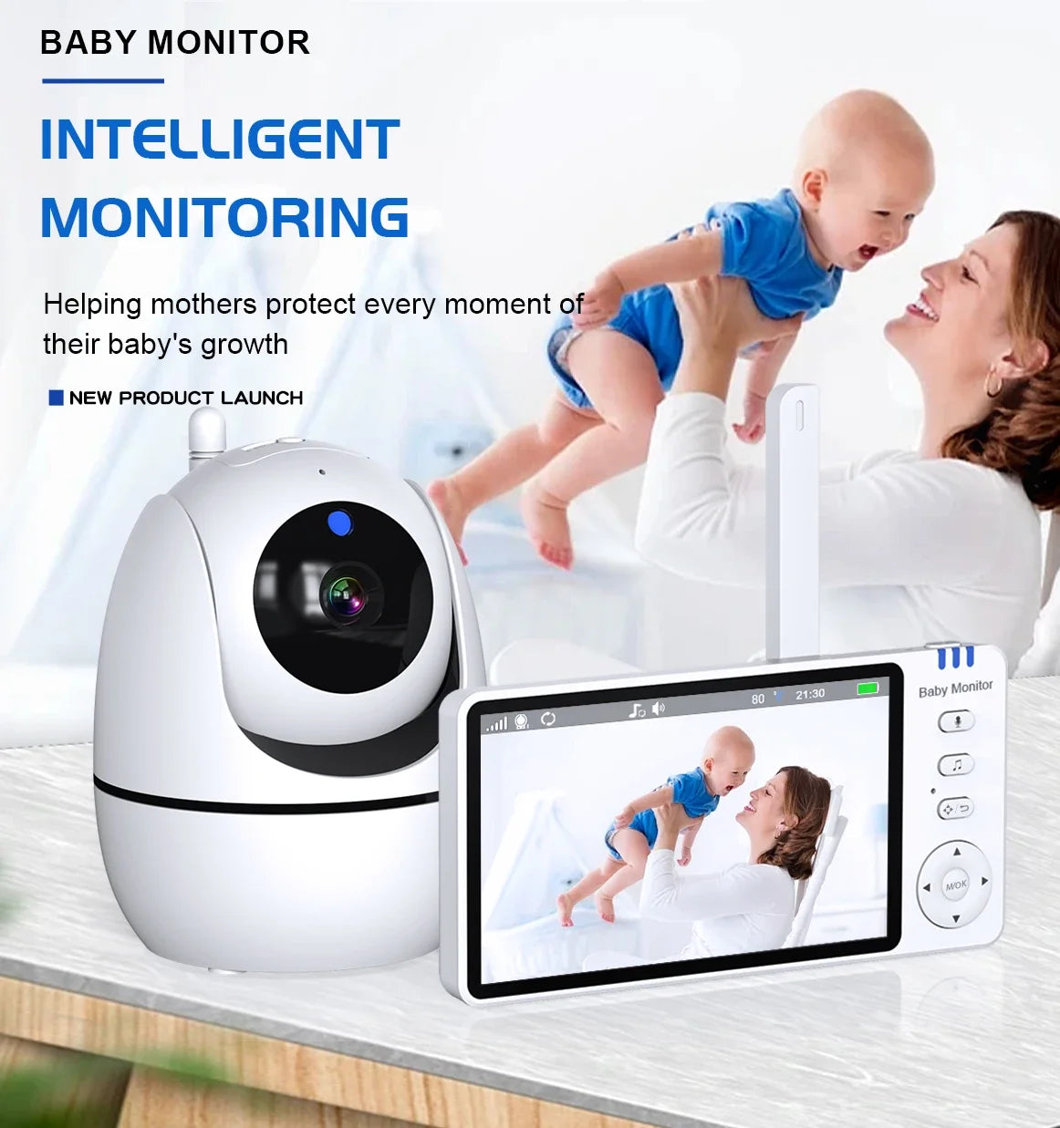 5.0 Inch Video Baby Monitor With Pan Tilt Camera Wireless Two Way Audio Night Vision Security Babysitter VOX Wake Up USB Charge by Smarsty