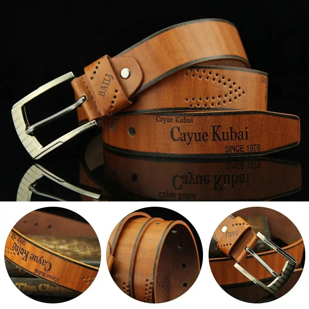 Men's Leather Belt Classic Buckle Vintage Waistband - Smarsty