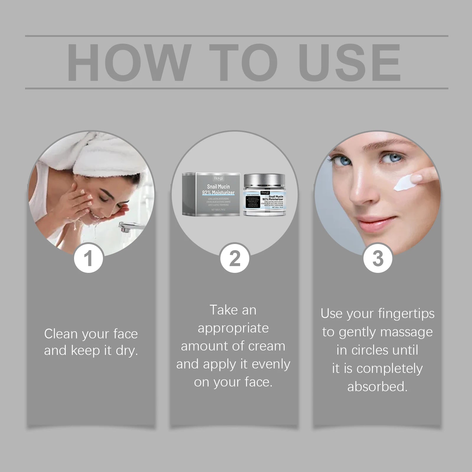 Snail Mucin 92% Moisturizer Daily Face Gel Cream Fade Fine Lines Tightne Skin Improves Dark Skin Rejuvenation Nourishing Cream