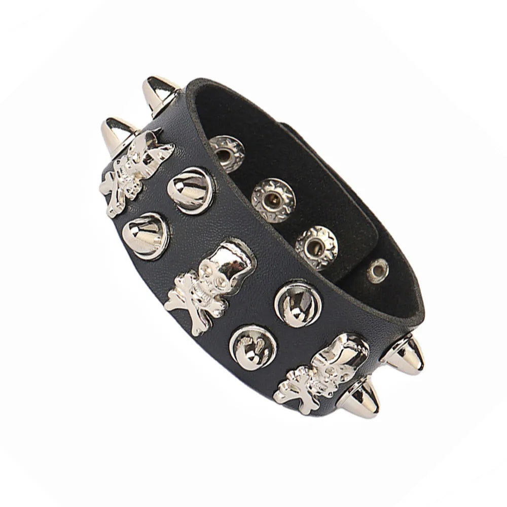 Punk Dark PU Chain Bracelet Multi Layered Fashion Jewelry - Smarsty