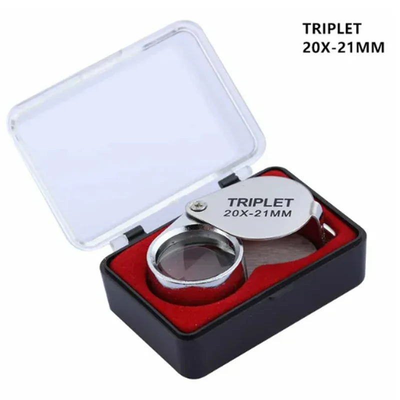 10-30X Pocket Loupe Magnifier Jewelry Magnifying Glass Foldable Diamond Lupa Triplet Jewelers Eye Glass Tool Reading Magnifier