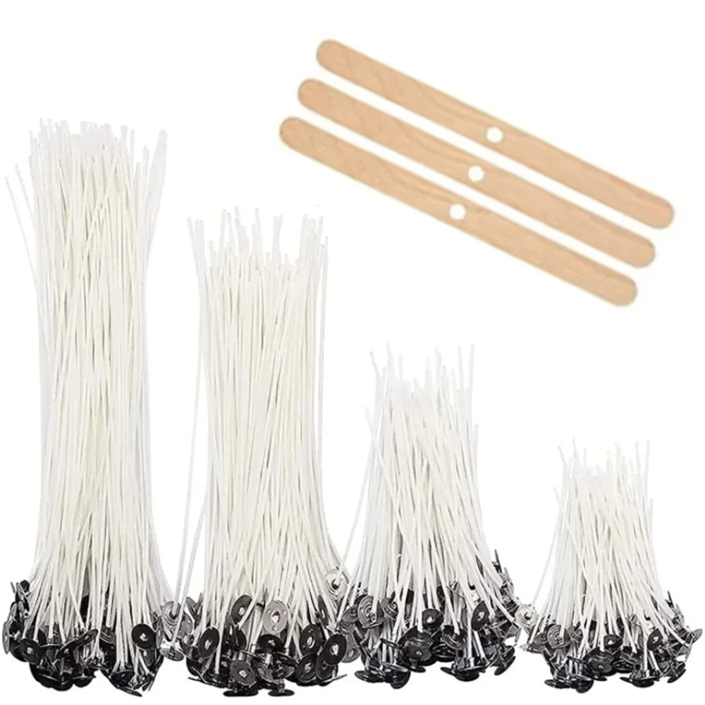 53pcs Candle Wicks Holder Waxed Cotton Candle Wicks Set with Stand Original Smokeless Candle Wicks Soy Oil Wax Core Woven Making - Smarsty