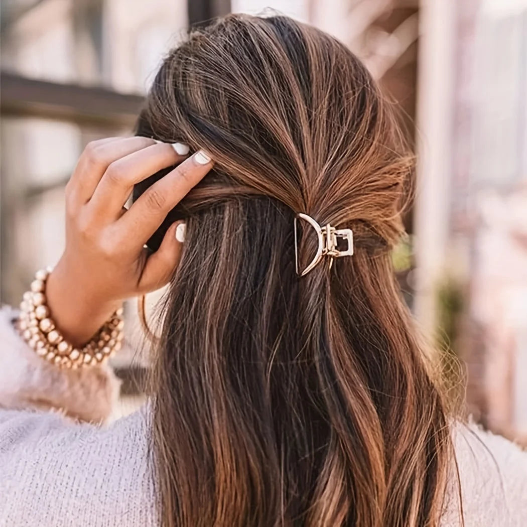 Gold Hollow Heart Mini Hair Claw Non Slip Grip Barrette - Smarsty