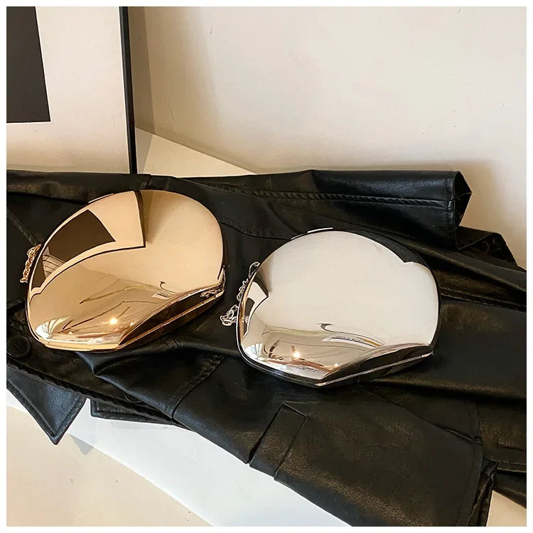 Designer Acrylic Shell Clutch Bag Metallic Evening Purse - Smarsty