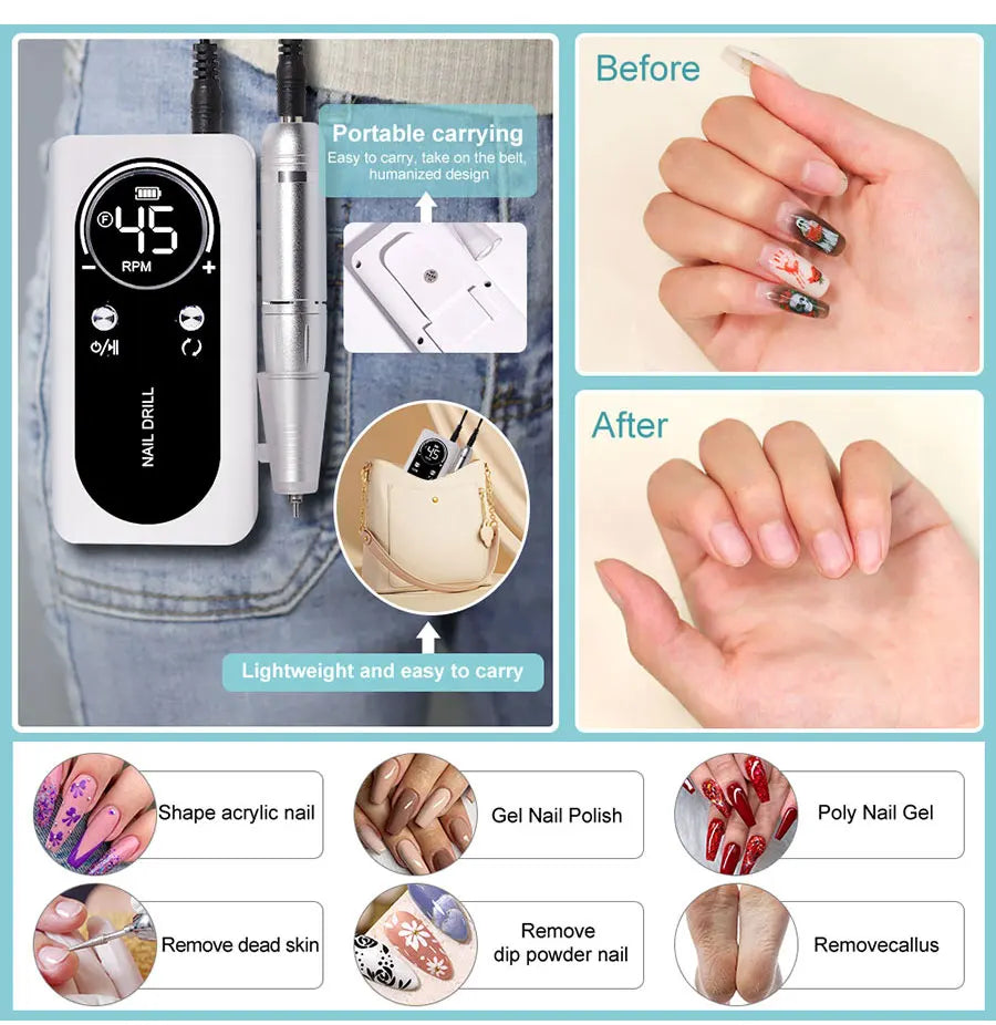 Professional Electric Nail Drill Machine for Manicure - Smarsty