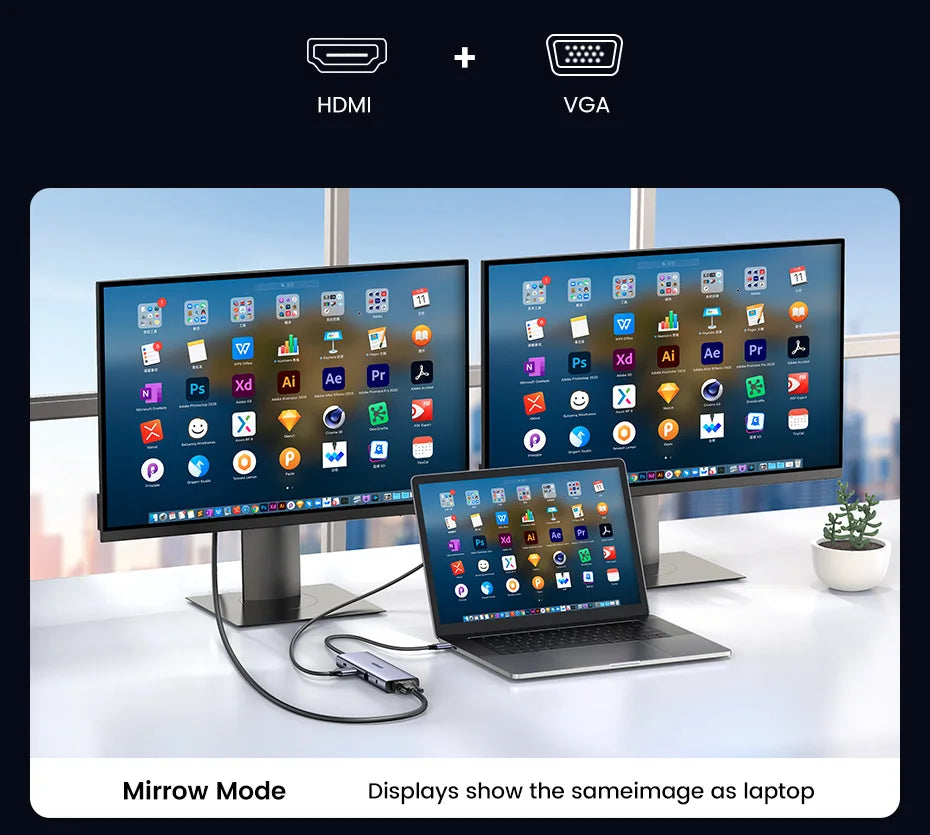 USB C Multiport Hub 4K HDMI Ethernet Dock PD100W Compact