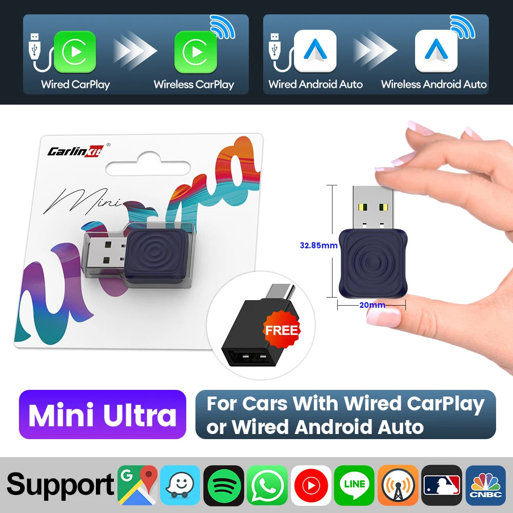 Wireless CarPlay Android Auto 2in1 Car Adapter Pro Box - Smarsty