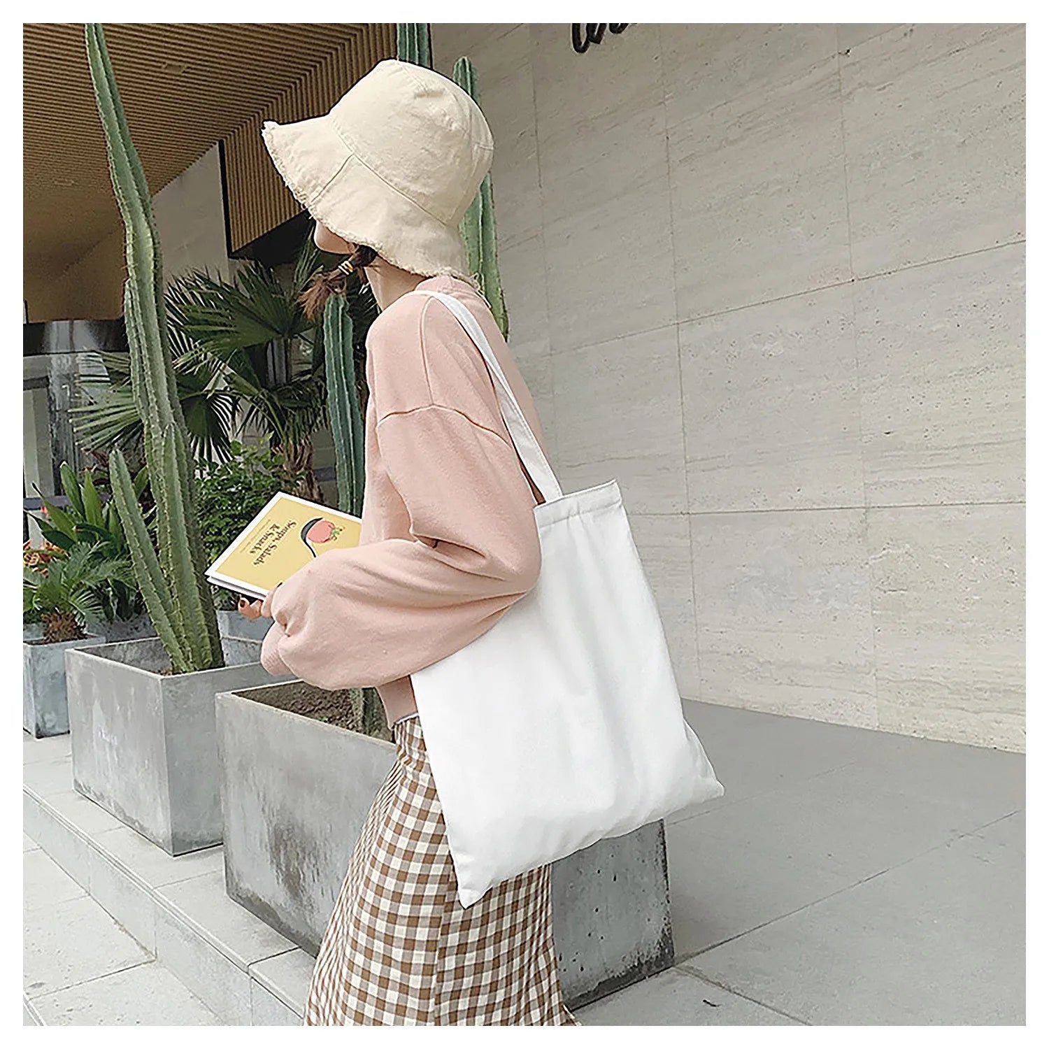 Large Capacity Canvas Tote Bag Folding Reusable Eco - Smarsty