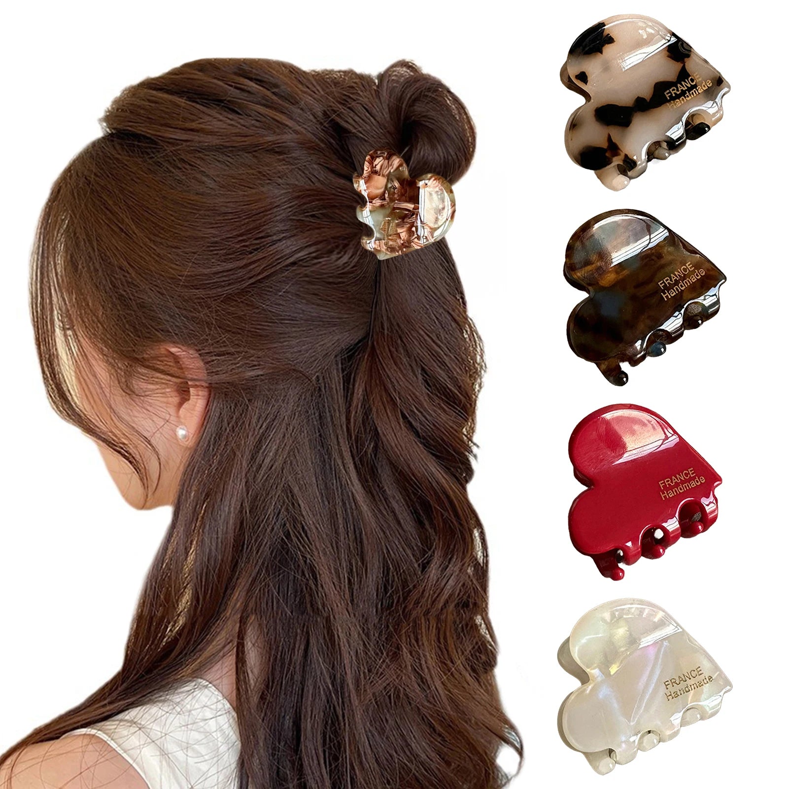 Heart Shaped Hair Claw Clip Secure Elegant Grip For Women - Smarsty